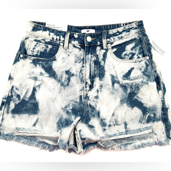 Nordstrom BP Denim Blue Bleached Washed Distressed Raw Hem Shorts Women’s  30 - Picture 1 of 10